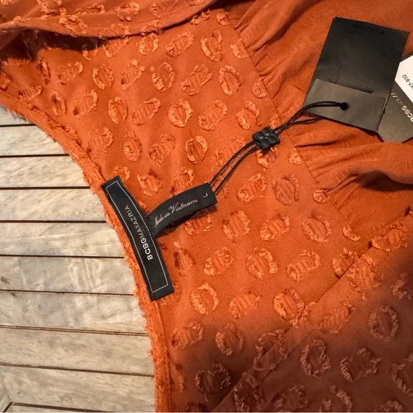 NWT BCBGMaxAzria Terracotta Textured Wrap Blouse - Picture 8 of 10